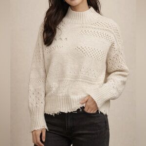 Autumn Cashmere Cream Textured Turtleneck Sweater XS cashmere